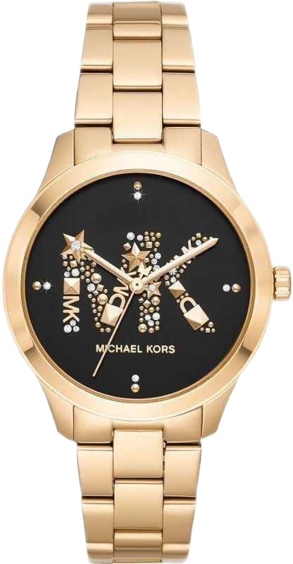  Shop Authentic Michael Kors Runway Quartz Black Dial Gold Steel Strap Watch For Women - MK6682 - Luxxuri