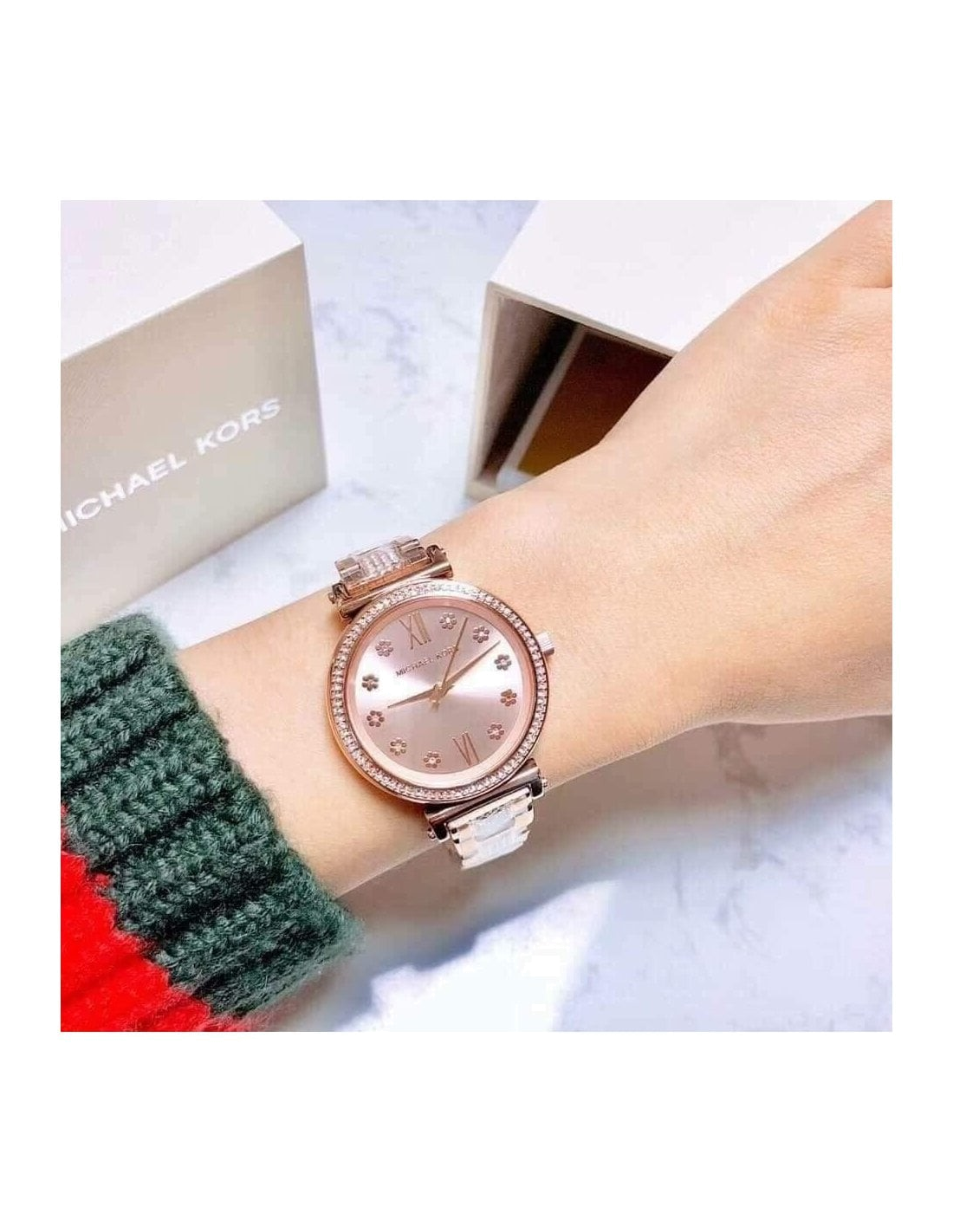  Shop Authentic Michael Kors Sofie Quartz Rose Gold Dial Rose Gold Steel Strap Watch For Women - MK3882 - Luxxuri