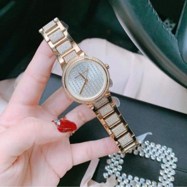 Michael Kors Gabbi Crystals Gold Dial Gold Steel Strap Watch For Women - MK3985