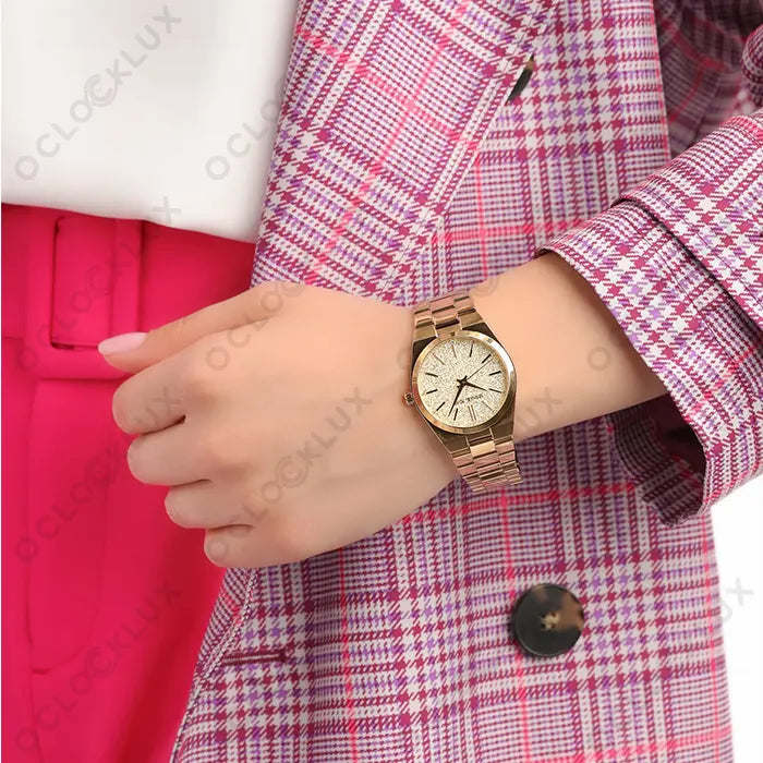  Shop Authentic Michael Kors Channing Quartz Gold Dial Gold Steel Strap Watch For Women - MK6623 - Luxxuri