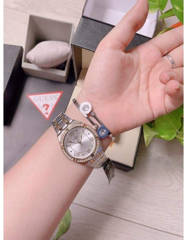  Shop Authentic Guess Cosmo Diamonds Silver Dial Two Tone Steel Strap Watch for Women - GW0033L4 - Luxxuri