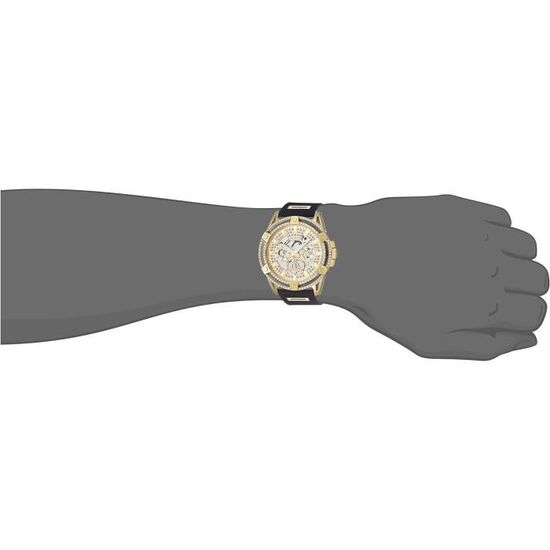  Shop Authentic Guess King Quartz Crystals Gold Dial Black Silicone Strap Watch For Men - GW0537G2 - Luxxuri