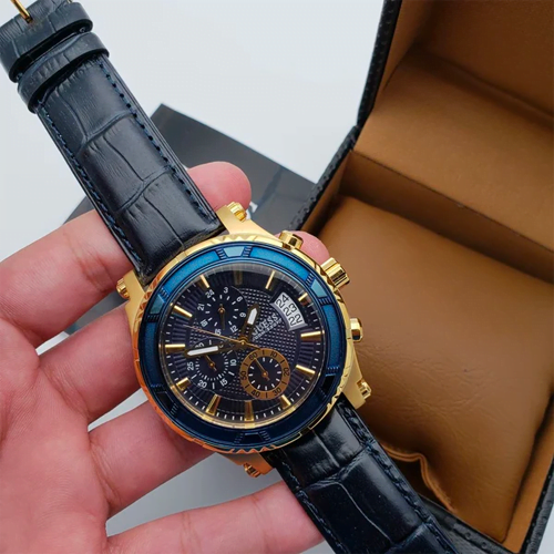  Shop Authentic Guess Pinnacle Chronograph Quartz Blue Dial Blue Leather Strap Watch For Men - W0673G2 - Luxxuri