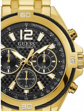 Guess Surge Chronograph Black Dial Gold Steel Strap Watch for Men - W1258G2