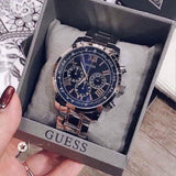  Shop Authentic Guess Horizon Chronograph Quartz Blue Dial Silver Steel Strap Watch for Men - W0379G3 - Luxxuri