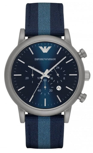  Shop Authentic Emporio Armani Luigi Chronograph Quartz Blue Dial Blue Nylon Strap Watch For Men - AR1949 - Luxxuri