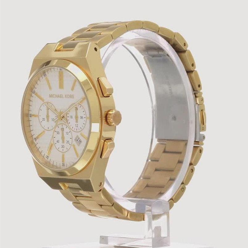  Shop Authentic Michael Kors Lennox Chronograph White Dial Gold Steel Strap Watch For Men - MK9120 - Luxxuri