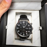  Shop Authentic Hugo Boss Aeroliner Chronograph Quartz Black Dial Black Leather Strap Watch For Men - HB1512448 - Luxxuri
