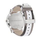  Shop Authentic Burberry The City Silver Dial White Leather Strap Watch for Women - BU9019 - Luxxuri