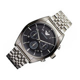  Shop Authentic Emporio Armani Franco Black Dial Silver Steel Strap Watch For Men - AR0373 - Luxxuri