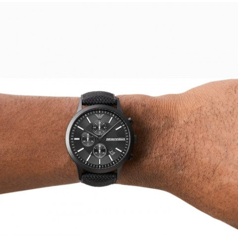  Shop Authentic Emporio Armani Renato Chronograph Black Dial Black Nylon Strap Watch For Men - AR11457 - Luxxuri