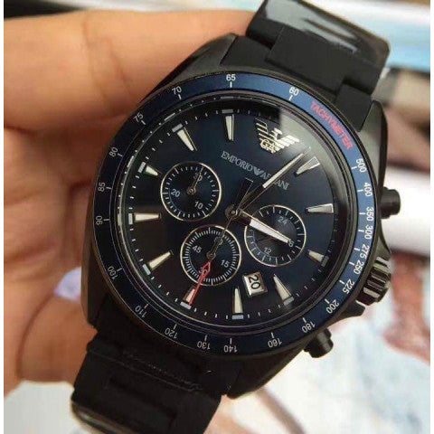  Shop Authentic Emporio Armani Sigma Chronograph Blue Dial Black Silicone Strap Watch For Men - AR6121 - Luxxuri