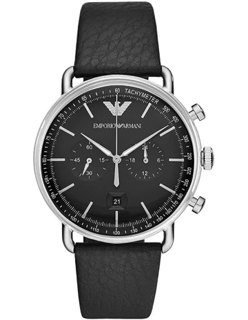  Shop Authentic Emporio Armani Aviator Chronograph Black Dial Black Leather Strap Watch For Men - AR11143 - Luxxuri