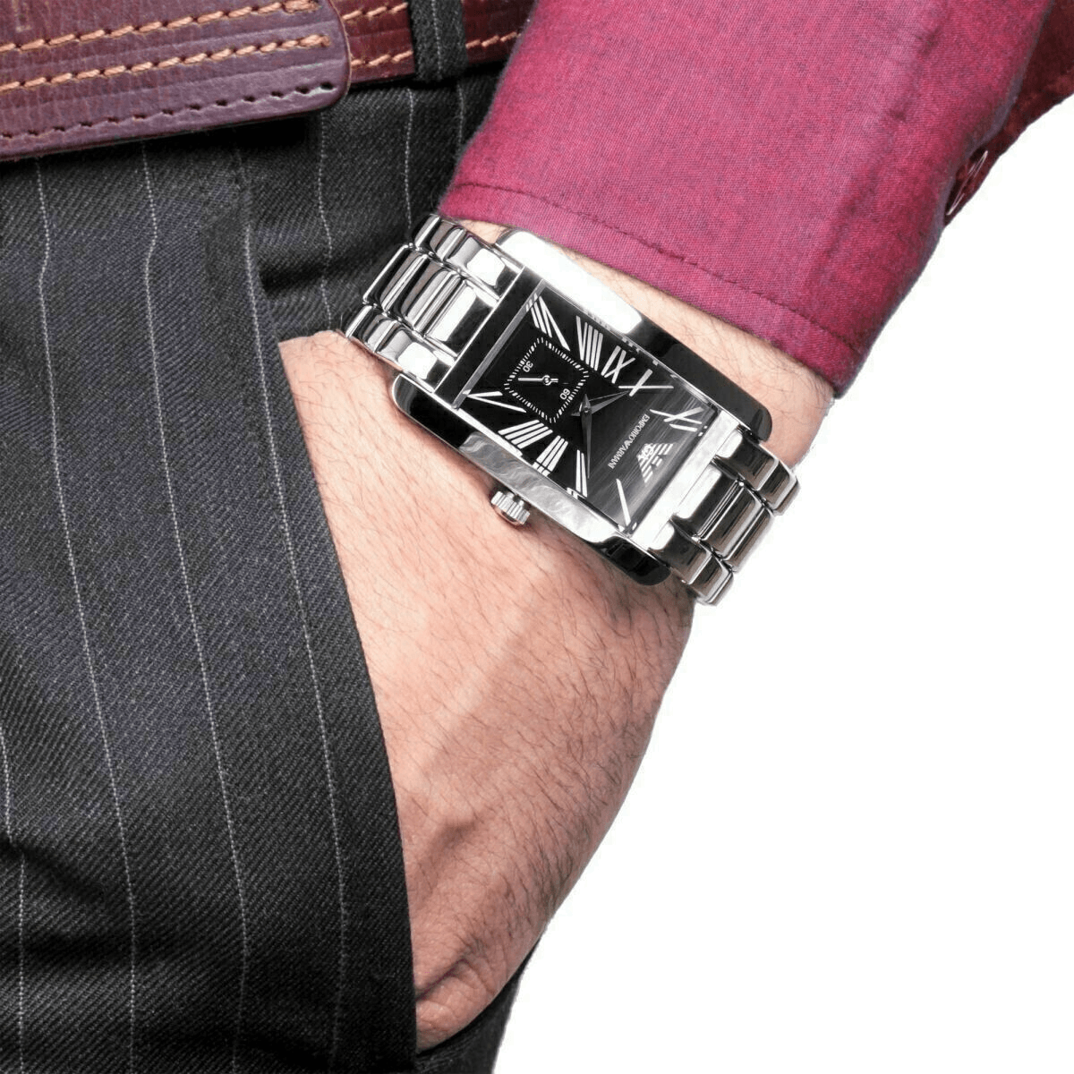  Shop Authentic Emporio Armani Classic Black Dial Silver Stainless Steel Strap Watch For Men - AR0156 - Luxxuri