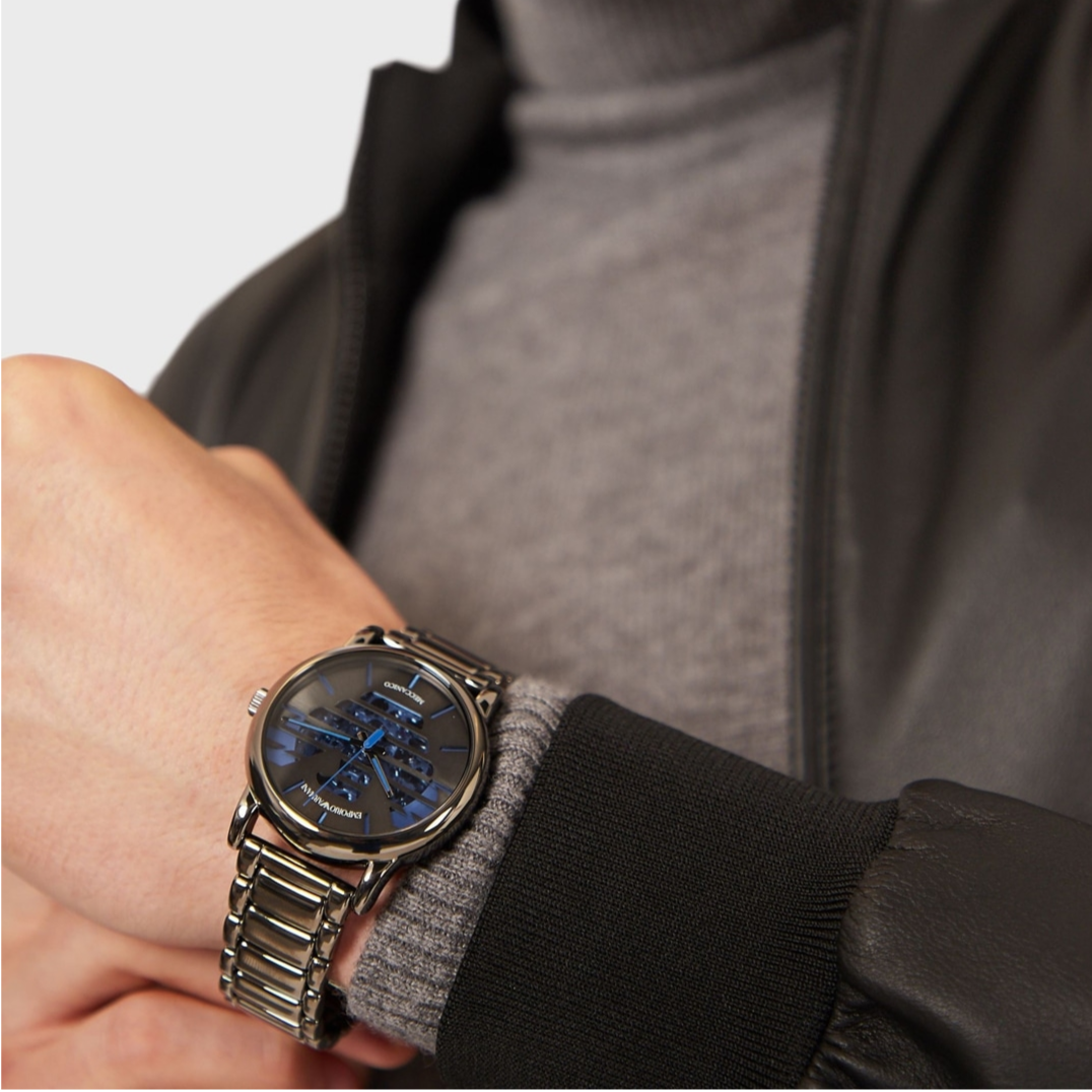  Shop Authentic Emporio Armani Meccanico Automatic Grey Dial Grey Steel Strap Watch For Men - AR60029 - Luxxuri