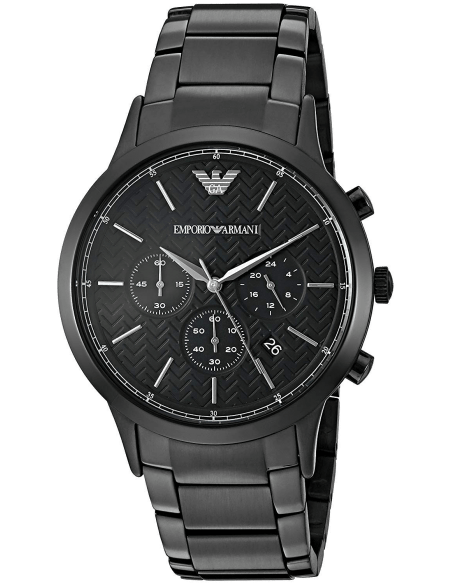  Shop Authentic Emporio Armani Dress Chronograph Quartz Black Dial Black Stainless Steel Strap Watch For Men - AR2485 - Luxxuri