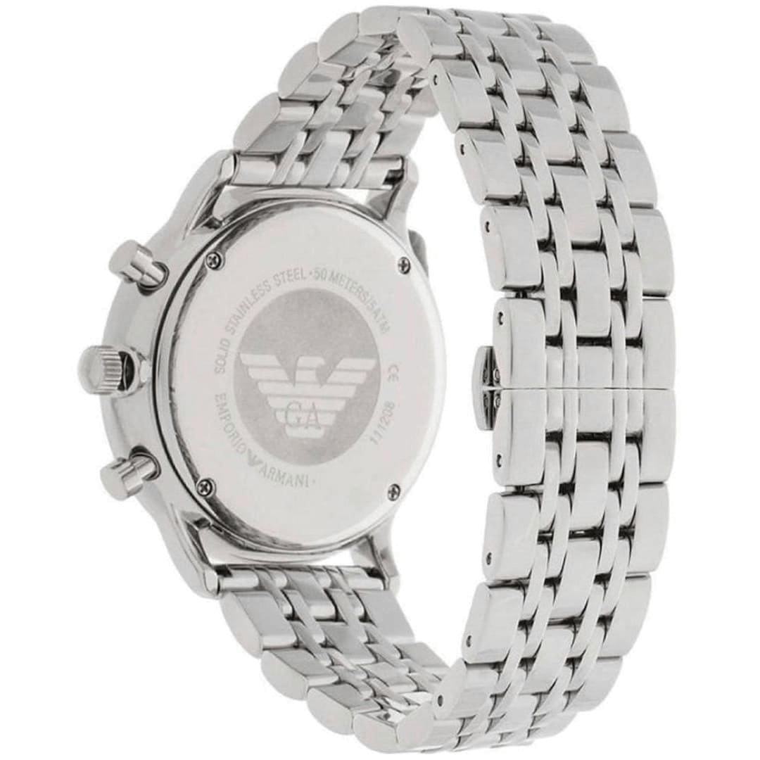  Shop Authentic Emporio Armani Tazio Chronograph Black Dial Silver Steel Strap Watch For Men - AR5988 - Luxxuri