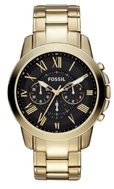  Shop Authentic Fossil Grant Chronograph Black Dial Gold Steel Strap Watch for Men - FS4815 - Luxxuri
