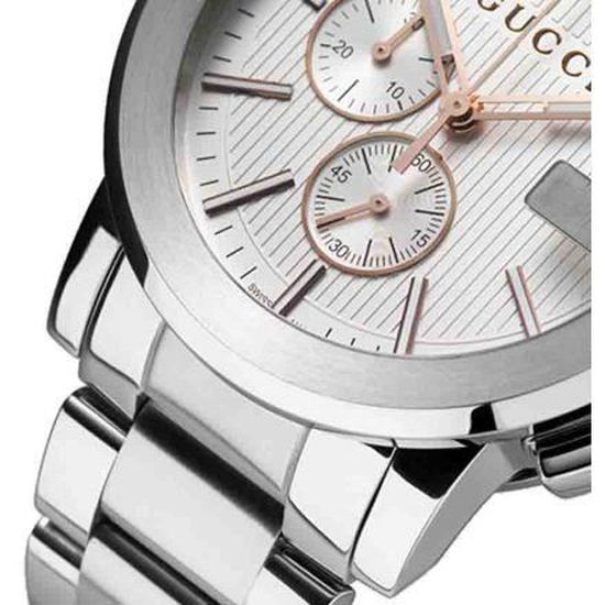  Shop Authentic Gucci G Chrono Chronograph Silver Dial Silver Steel Strap Watch For Men - YA101201 - Luxxuri