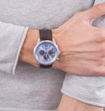  Shop Authentic Guess Horizon Chronograph Analog Blue Dial Brown Leather Strap Watch For Men - W0380G6 - Luxxuri