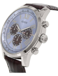 Guess Horizon Chronograph Analog Blue Dial Brown Leather Strap Watch For Men - W0380G6
