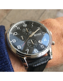  Shop Authentic Hugo Boss Aeroliner Chronograph Quartz Black Dial Black Leather Strap Watch For Men - HB1512448 - Luxxuri