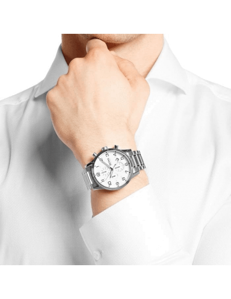  Shop Authentic Hugo Boss Aeroliner Chronograph White Dial Silver Steel Strap Watch for Men - 1513182 - Luxxuri