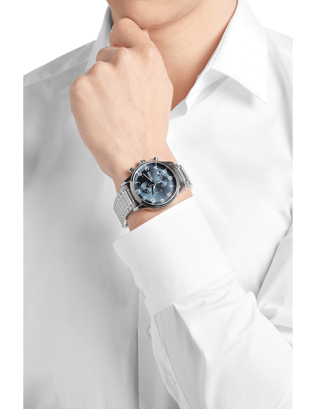  Shop Authentic Hugo Boss Aeroliner Blue Dial Silver Steel Strap Watch for Men - 1513183 - Luxxuri