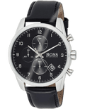 Hugo Boss Skymaster Black Dial Black Leather Strap Watch for Men - 1513782