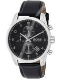  Shop Authentic Hugo Boss Skymaster Black Dial Black Leather Strap Watch for Men - 1513782 - Luxxuri