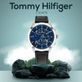  Shop Authentic Tommy Hilfiger Henry Chronograph Blue Dial Brown Leather Strap Watch For Men -1710476 - Luxxuri