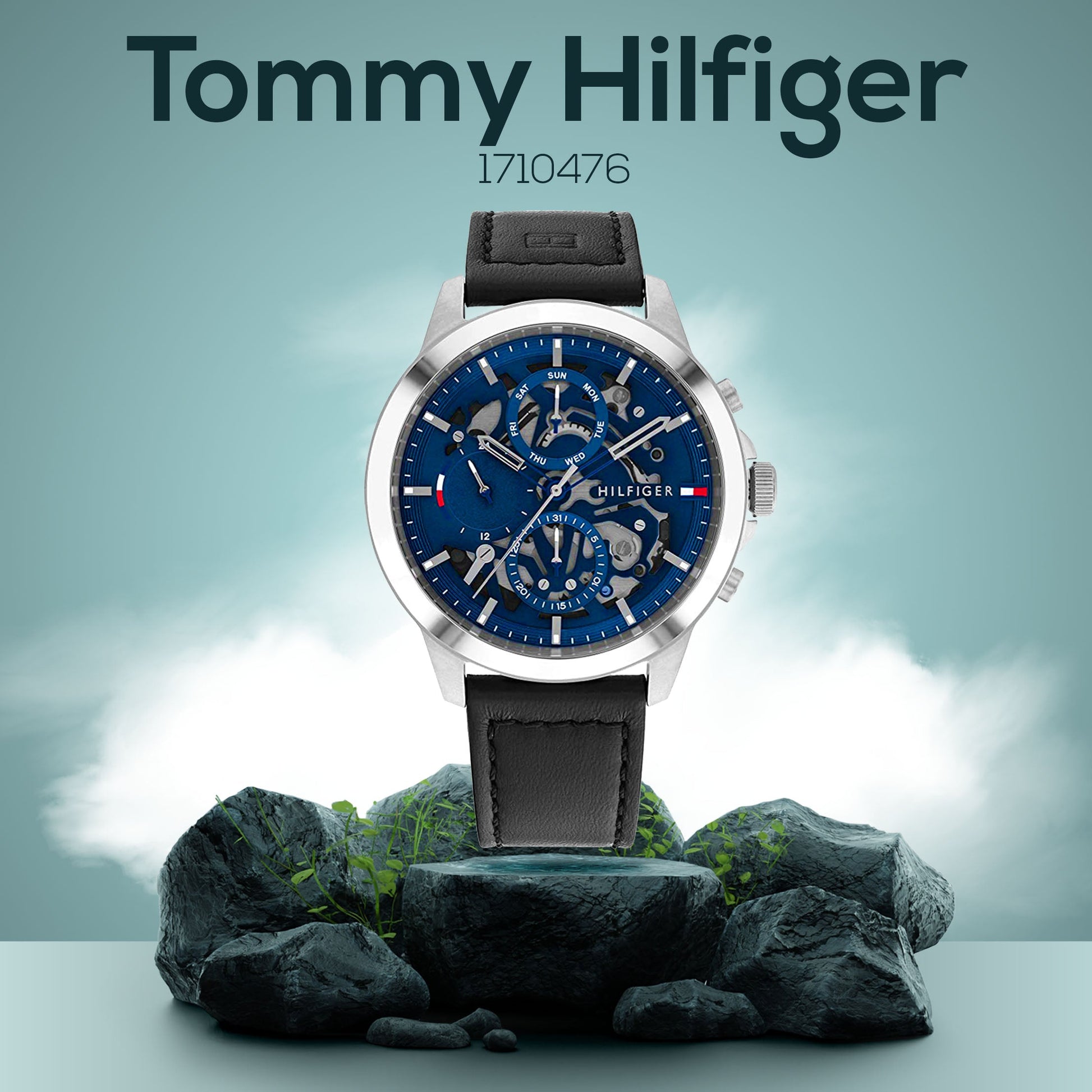  Shop Authentic Tommy Hilfiger Henry Chronograph Blue Dial Brown Leather Strap Watch For Men -1710476 - Luxxuri