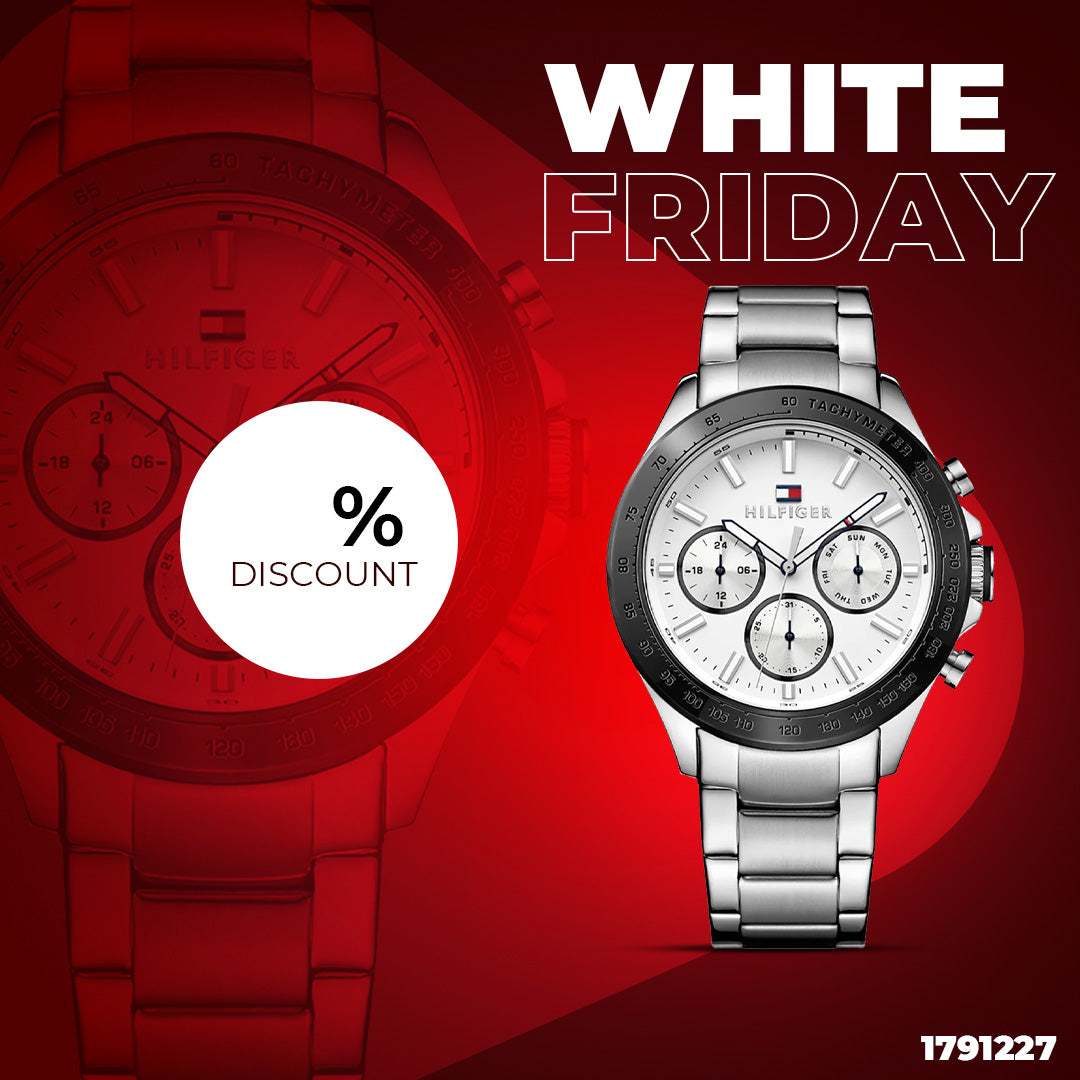  Shop Authentic Tommy Hilfiger Hudson Chronograph White Dial Silver Steel Strap Watch For Men - 1791227 - Luxxuri