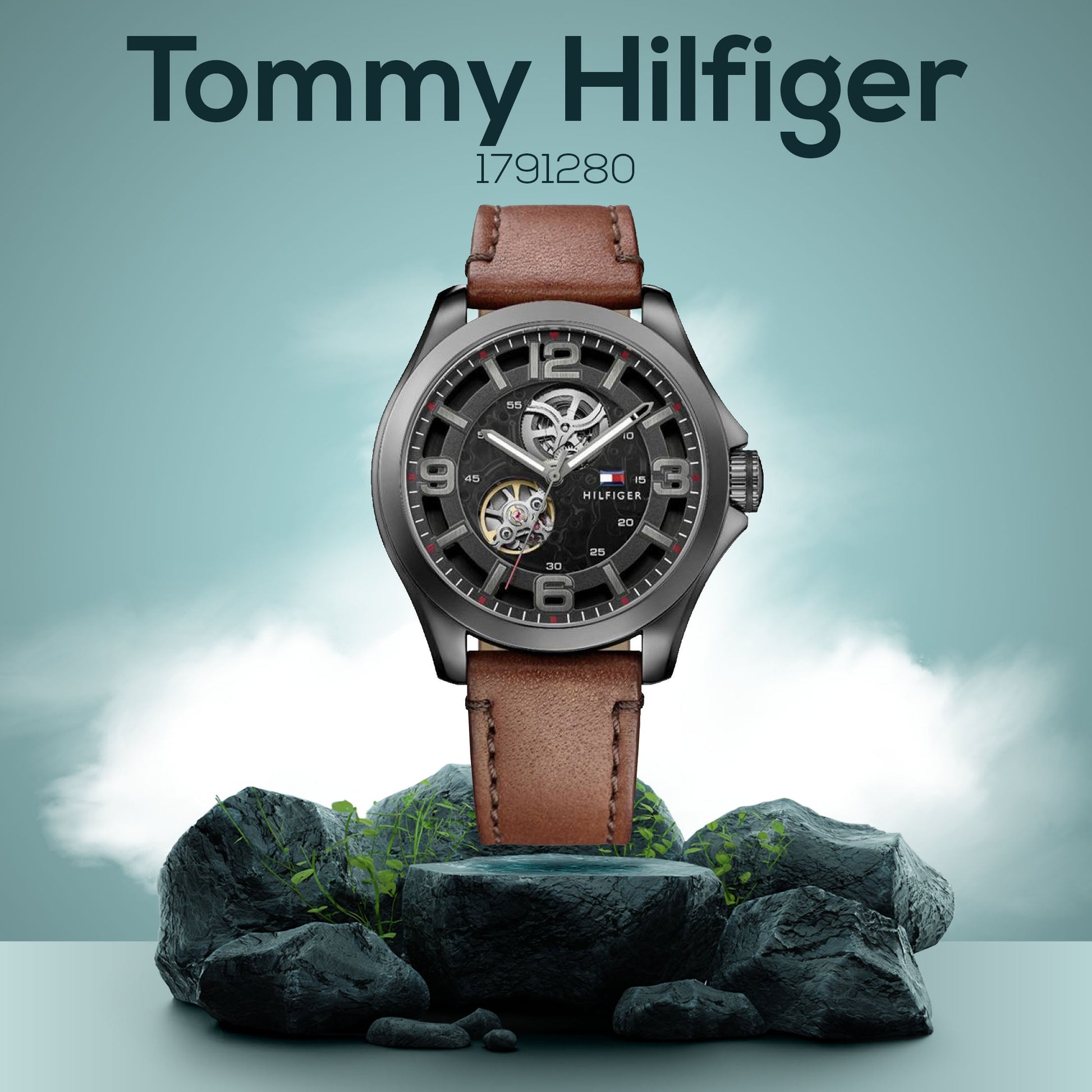  Shop Authentic Tommy Hilfiger Bruce Automatic Black Dial Brown Leather Strap Watch for Men - 1791280 - Luxxuri