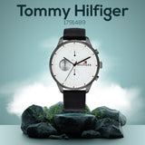  Shop Authentic Tommy Hilfiger Lexor Silver Dial Black Leather Strap Watch For Men - 1791489 - Luxxuri