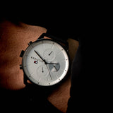  Shop Authentic Tommy Hilfiger Lexor Silver Dial Black Leather Strap Watch For Men - 1791489 - Luxxuri