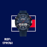  Shop Authentic Tommy Hilfiger Digital Analog Blue Dial Blue Rubber Strap Watch For Men - 1791761 - Luxxuri