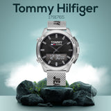  Shop Authentic Tommy Hilfiger Digital Black Dial Silver Mesh Bracelet Watch For Men - 1791765 - Luxxuri