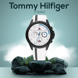 Shop Authentic Tommy Hilfiger Aiden Chronograph White Dial White Rubber Strap Watch For Men - 1791862 - Luxxuri