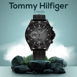  Shop Authentic Tommy Hilfiger Larson Chronograph Black Dial Black Rubber Strap Watch For Men - 1791921 - Luxxuri