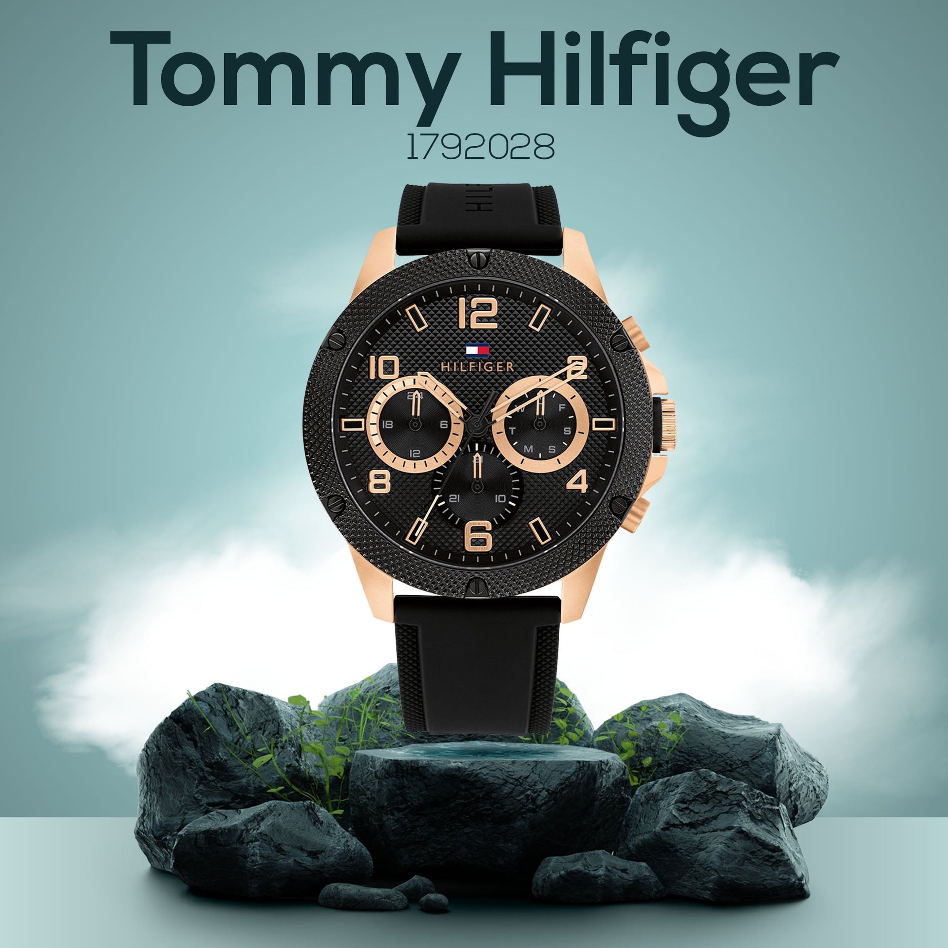  Shop Authentic Tommy Hilfiger Blaze Multifunction Black Dial Black Rubber Strap Watch For Men - 1792028 - Luxxuri