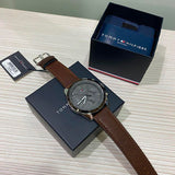  Shop Authentic Tommy Hilfiger Decker Grey Dial Brown Leather Strap Watch for Men - 1791562 - Luxxuri
