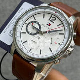  Shop Authentic Tommy Hilfiger Landon Chronograph White Dial Brown Leather Strap Watch for Men - 1791531 - Luxxuri