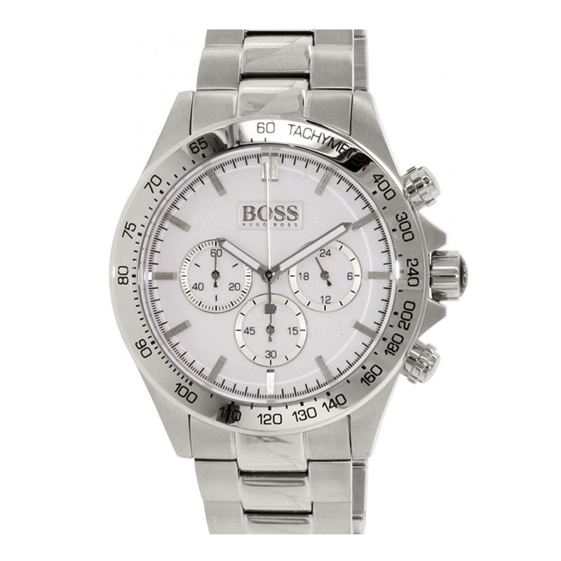  Shop Authentic Hugo Boss Ikon Chronograph White Dial Silver Steel Strap Watch for Men - 1512962 - Luxxuri