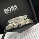  Shop Authentic Hugo Boss Driver Chronograph Quartz Silver Dial Black Leather Strap Watch For Men - 1512880 - Luxxuri