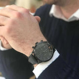  Shop Authentic Hugo Boss Blackout Chronograph Black Dial Black Leather Strap Watch For Men - HB1512567 - Luxxuri