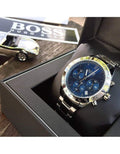 Hugo Boss Talent Blue Dial Silver Steel Strap Watch for Men - 1513582