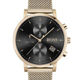  Shop Authentic Hugo Boss Integrity Black Dial Gold Mesh Bracelet Watch for Men - 1513808 - Luxxuri