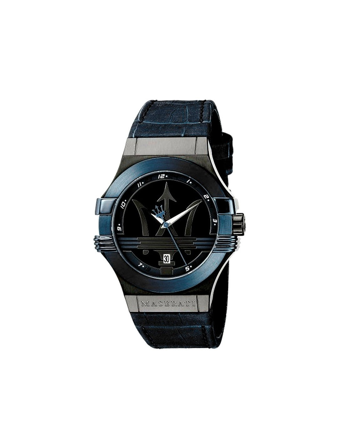  Shop Authentic Maserati Potenza Black Dial 42mm Blue Leather Strap Watch For Men - R8851108007 - Luxxuri