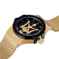 Maserati Potenza Quartz Black Dial Gold Mesh Bracelet Watch For Men - R8853108006